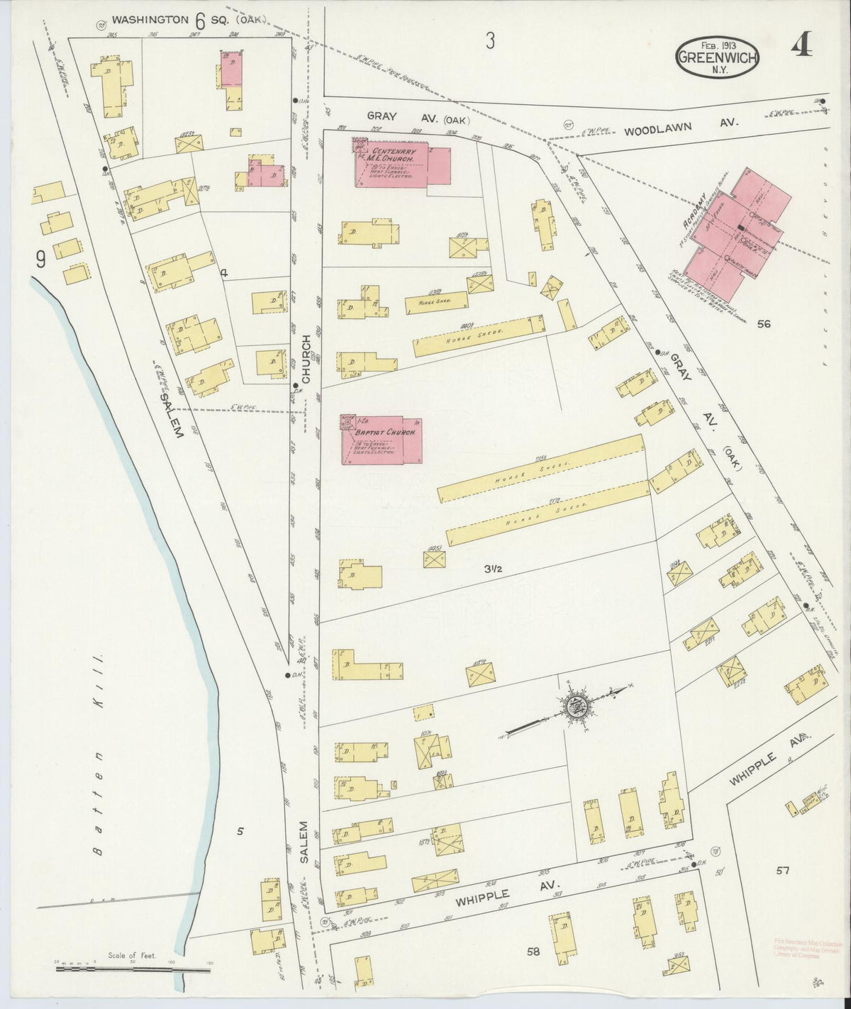 Sanborn Fire Insurance Map from Greenwich, Washington County, New York (1913), Sheet #0004 - Complete Map Set gallery image, historic Sanborn map, vintage wall art, New York New York