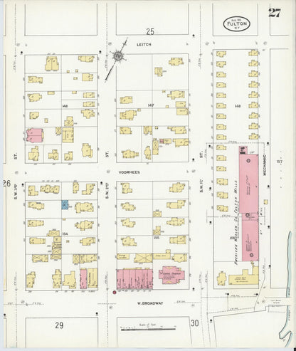 Sanborn Fire Insurance Map from Fulton, Oswego County, New York (1911), Sheet #0027 - Complete Map Set gallery image, historic Sanborn map, vintage wall art, New York New York