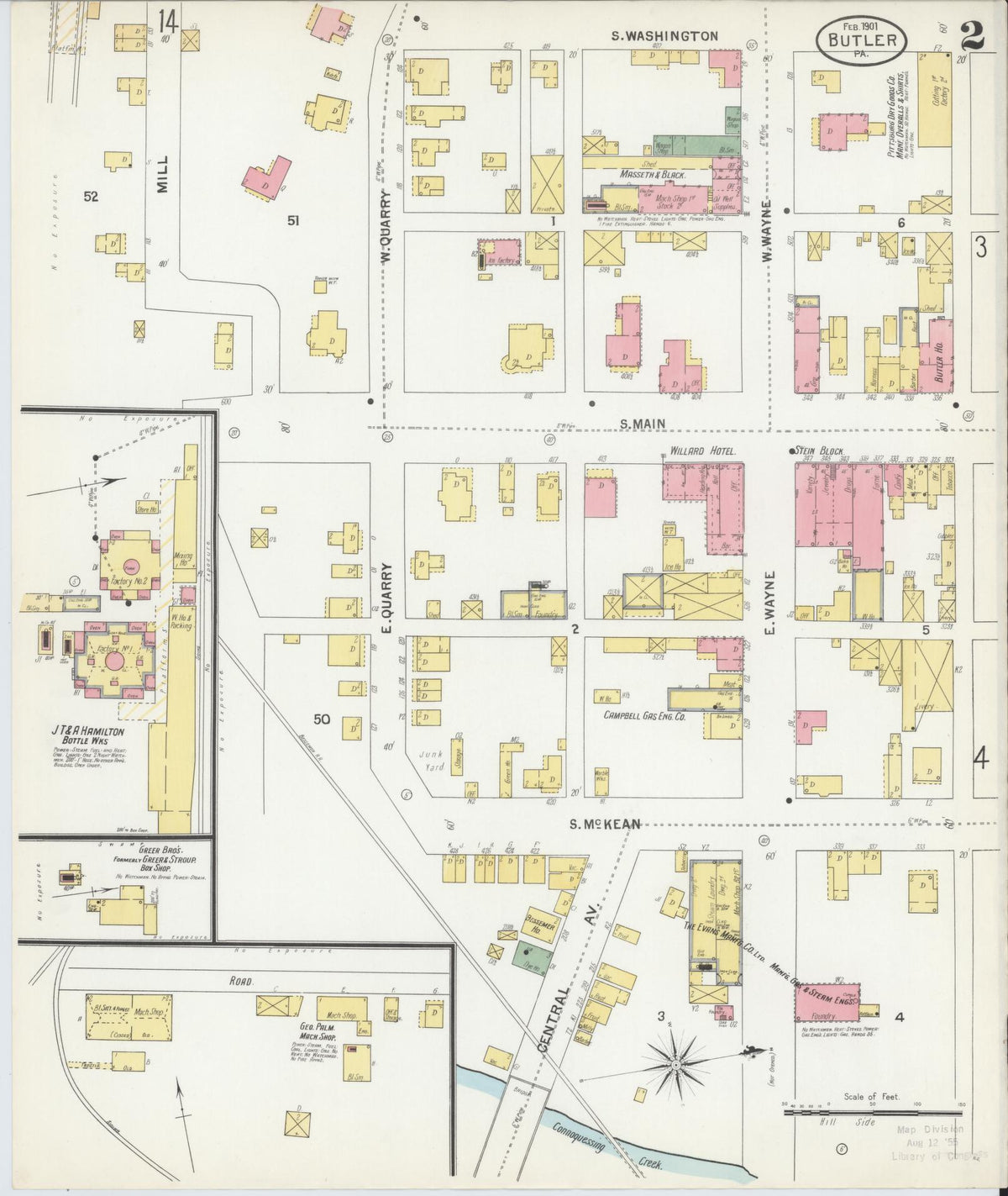 Sanborn Fire Insurance Map from Butler, Butler County, Pennsylvania (1901), Sheet #0002 - Complete Map Set gallery image, historic Sanborn map, vintage wall art, Pennsylvania Pennsylvania
