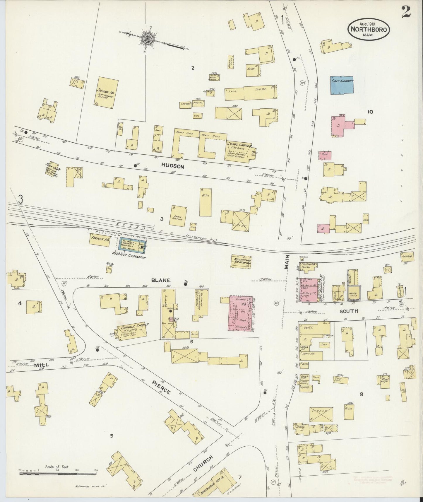 Sanborn Fire Insurance Map from Northboro, Worcester County, Massachusetts (1910), Sheet #0002 - Complete Map Set gallery image, historic Sanborn map, vintage wall art, Massachusetts Massachusetts