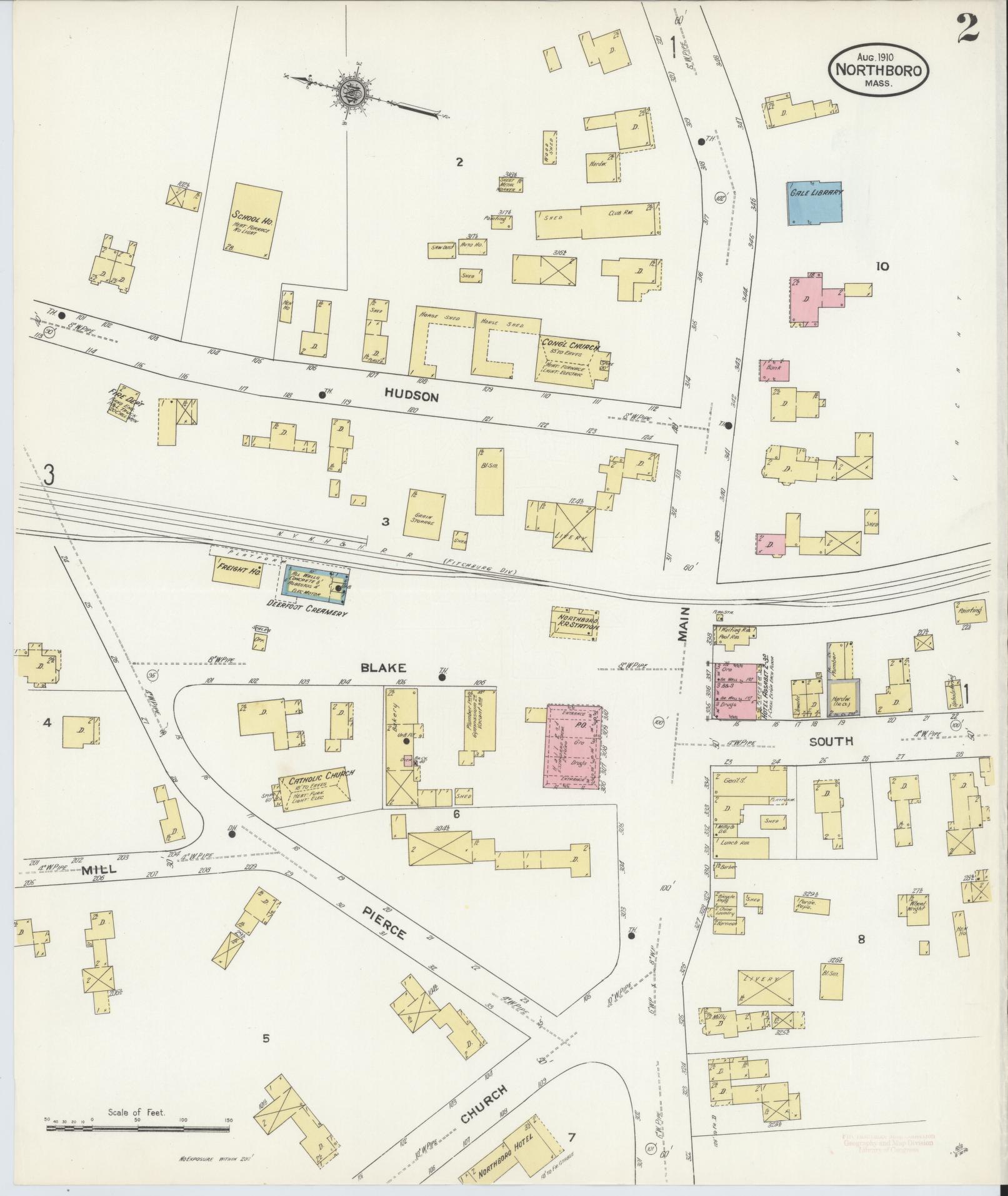 Sanborn Fire Insurance Map from Northboro, Worcester County, Massachusetts (1910), Sheet #0002 - Complete Map Set gallery image, historic Sanborn map, vintage wall art, Massachusetts Massachusetts