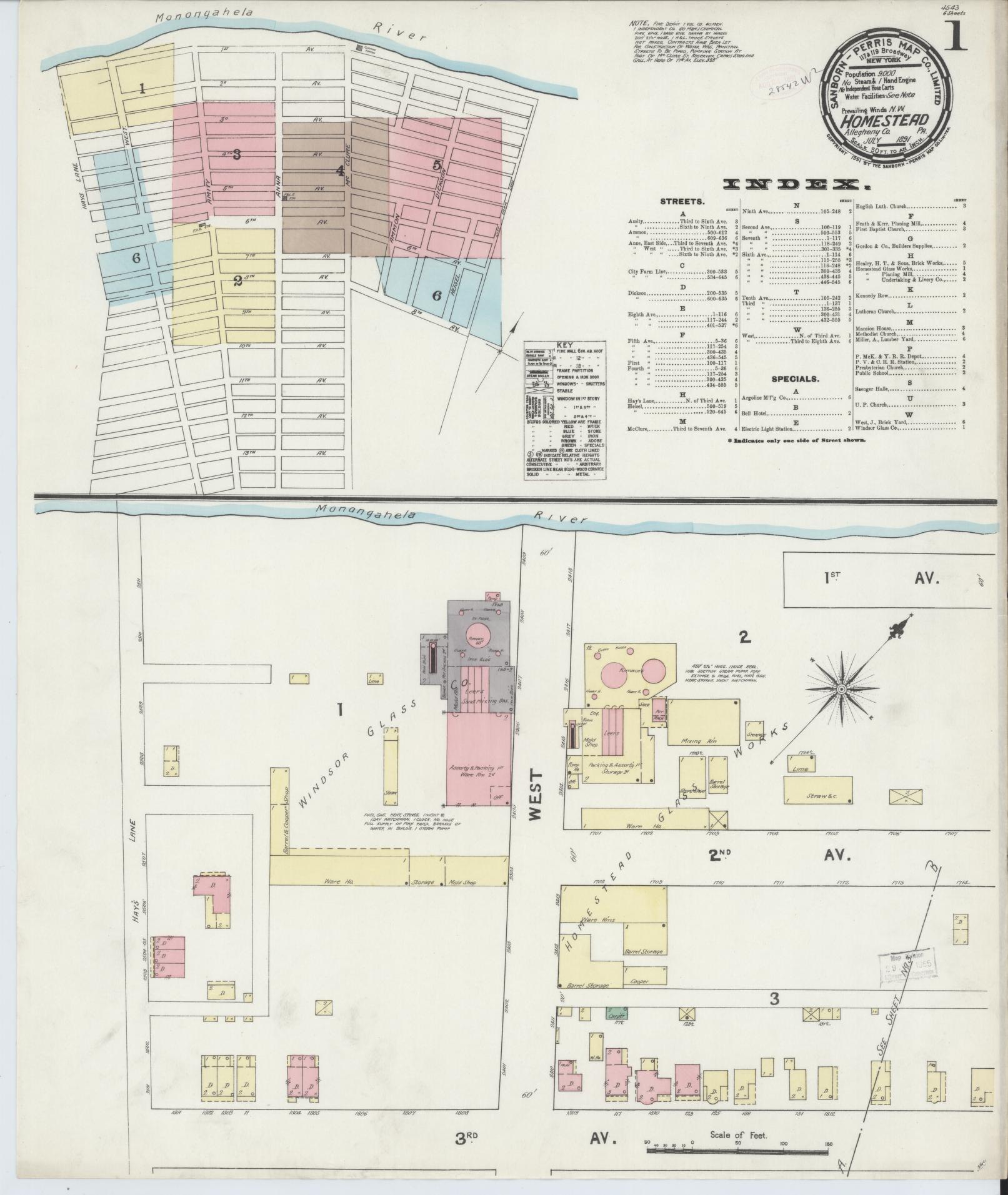 Sanborn Fire Insurance Map from Homestead, Allegheny County, Pennsylvania. (1891) – Historic Sanborn Fire Insurance Map Print