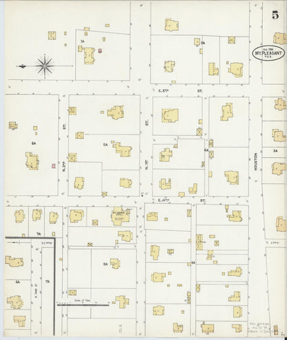 Sanborn Fire Insurance Map from Mount Pleasant, Titus County, Texas (1906), Sheet #0005 - Complete Map Set gallery image, historic Sanborn map, vintage wall art, Texas Texas