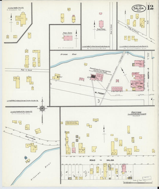 Sanborn Fire Insurance Map from Salida, Chaffee County, Colorado (1909), Sheet #0012 - Historic Sanborn Fire Insurance Map Print, vintage old map wall art, antique decor, genealogy gift, Colorado Colorado map