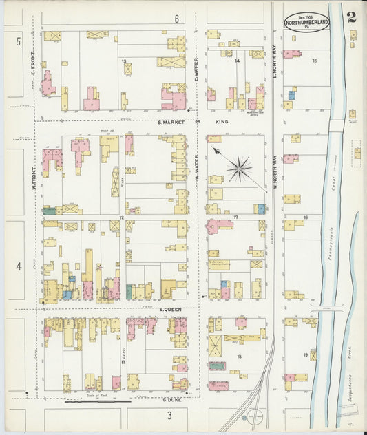 Sanborn Fire Insurance Map from Northumberland, Northumberland County, Pennsylvania (1906), Sheet #0002 - Historic Sanborn Fire Insurance Map Print, vintage old map wall art, antique decor, genealogy gift, Pennsylvania Pennsylvania map