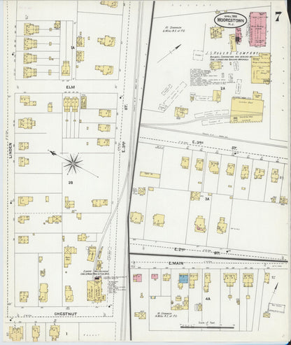 Sanborn Fire Insurance Map from Moorestown, Burlington County, New Jersey (1905), Sheet #0007 - Complete Map Set gallery image, historic Sanborn map, vintage wall art, New Jersey New Jersey