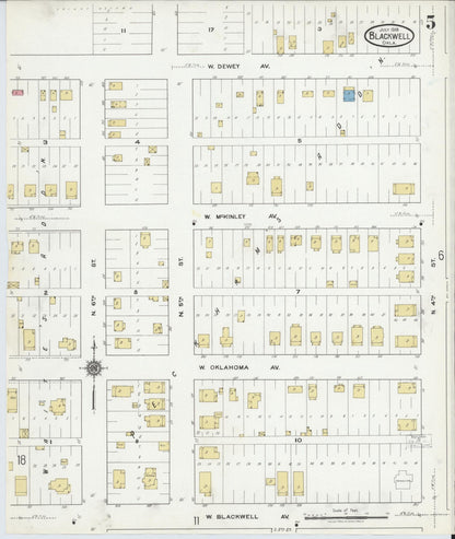 Sanborn Fire Insurance Map from Blackwell, Kay County, Oklahoma (1918), Sheet #0005 - Complete Map Set gallery image, historic Sanborn map, vintage wall art, Oklahoma Oklahoma