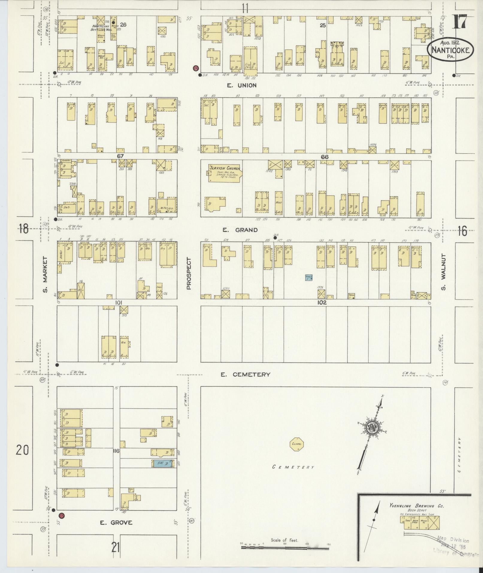 Sanborn Fire Insurance Map from Nanticoke, Luzerne County, Pennsylvania (1912), Sheet #0017 - Historic Sanborn Fire Insurance Map Print, vintage old map wall art, antique decor, genealogy gift, Pennsylvania Pennsylvania map