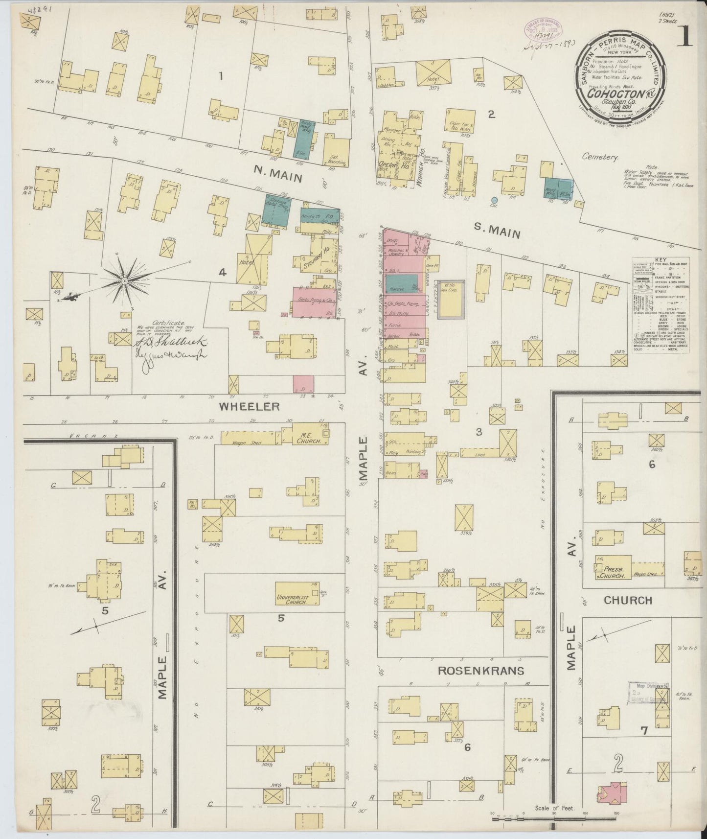 Sanborn Fire Insurance Map from Cohocton, Steuben County, New York. (1893) – Historic Sanborn Fire Insurance Map Print