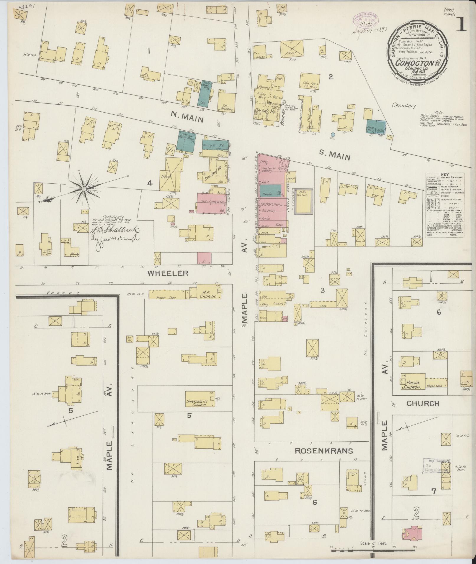 Sanborn Fire Insurance Map from Cohocton, Steuben County, New York. (1893) – Historic Sanborn Fire Insurance Map Print