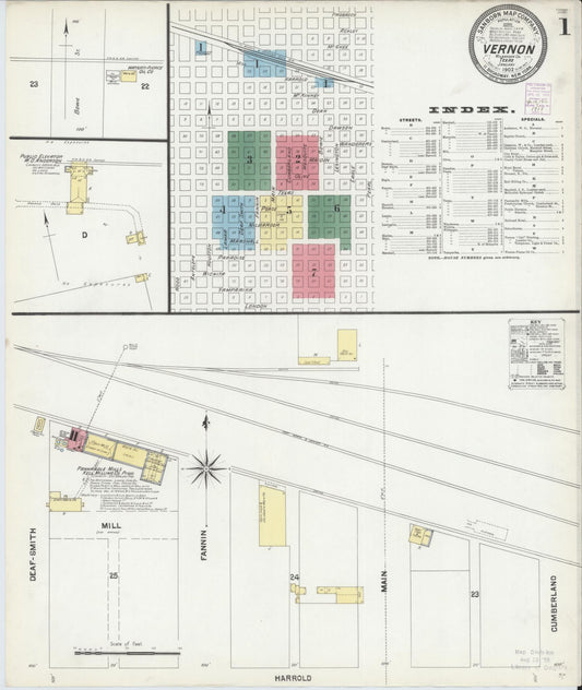Sanborn Fire Insurance Map from Vernon, Wilbarger County, Texas (1902), Sheet #0001 - Historic Sanborn Fire Insurance Map Print, vintage old map wall art, antique decor, genealogy gift, Texas Texas map