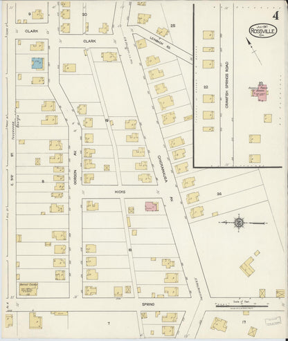 Sanborn Fire Insurance Map from Rossville, Walker County, Georgia (1917), Sheet #0004 - Complete Map Set gallery image, historic Sanborn map, vintage wall art, Georgia Georgia