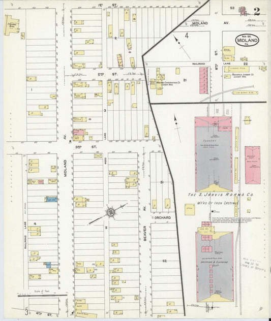 Sanborn Fire Insurance Map from Midland, Beaver County, Pennsylvania (1911), Sheet #0002 - Historic Sanborn Fire Insurance Map Print, vintage old map wall art, antique decor, genealogy gift, Pennsylvania Pennsylvania map