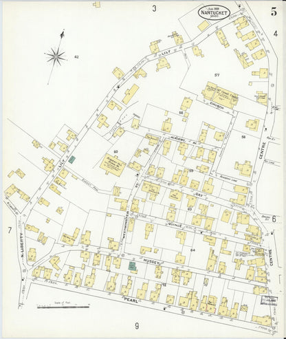 Sanborn Fire Insurance Map from Nantucket, Nantucket County, Massachusetts (1909), Sheet #0005 - Complete Map Set gallery image, historic Sanborn map, vintage wall art, Massachusetts Massachusetts