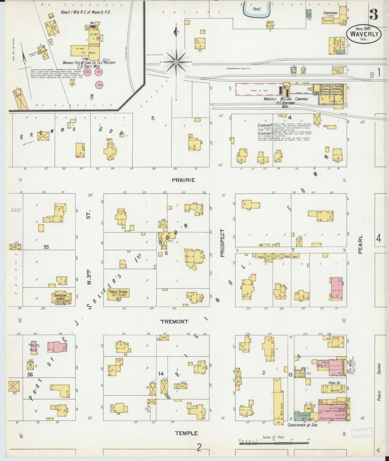 Sanborn Fire Insurance Map from Waverly, Morgan County, Illinois (1901), Sheet #0003 - Complete Map Set gallery image, historic Sanborn map, vintage wall art, Illinois Illinois