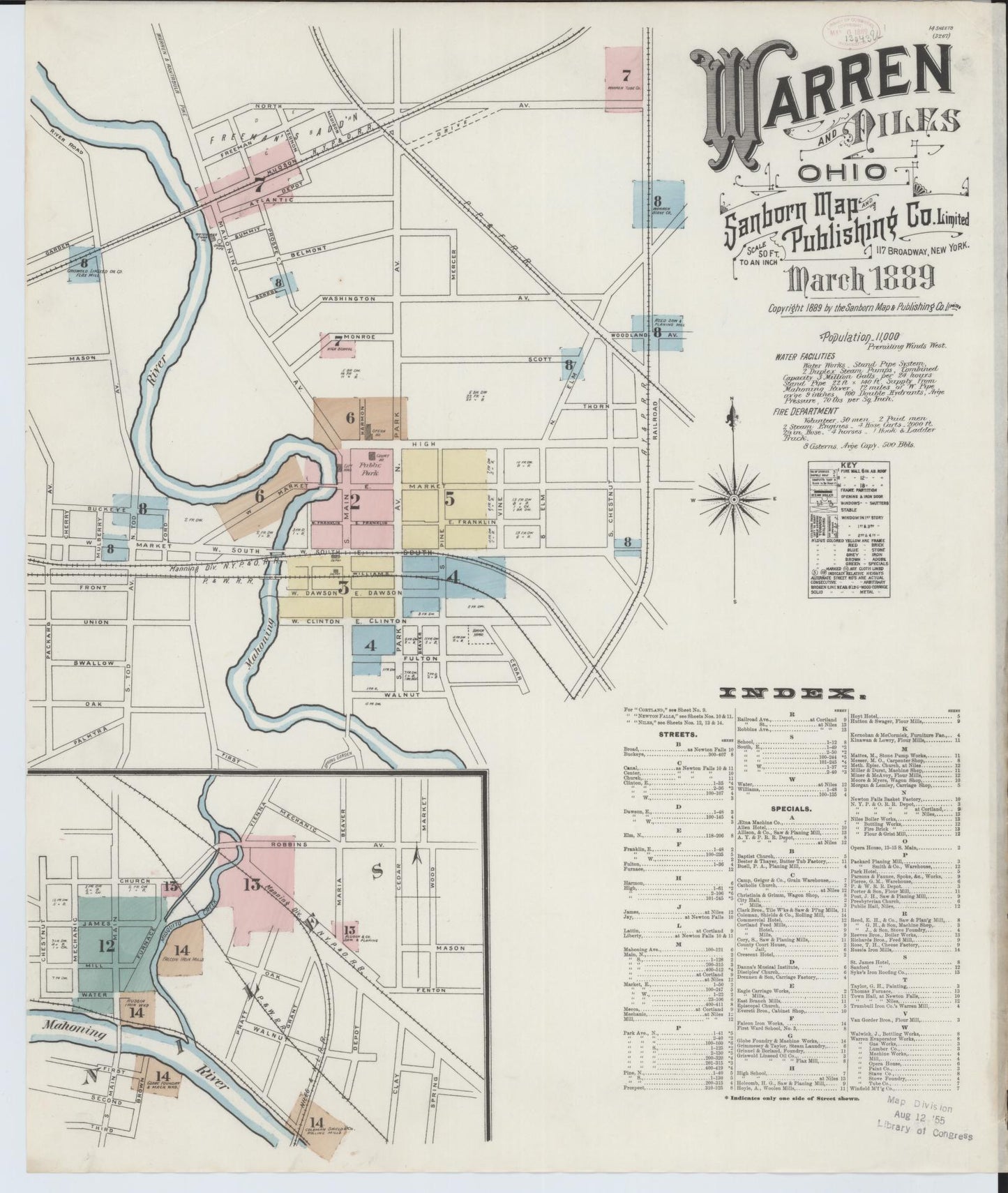 Sanborn Fire Insurance Map from Warren, Trumbull County, Ohio (1889), Sheet #0001 - Complete Map Set gallery image, historic Sanborn map, vintage wall art, Ohio Ohio