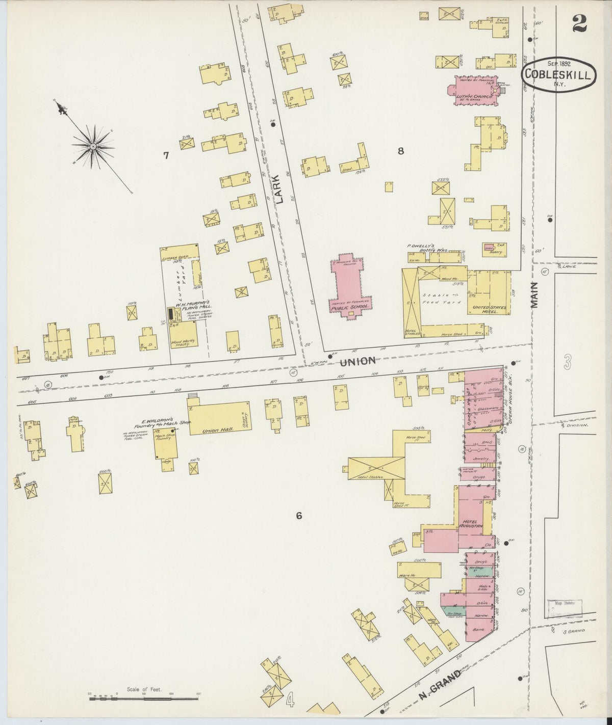 Sanborn Fire Insurance Map from Cobleskill, Schoharie County, New York (1892), Sheet #0002 - Complete Map Set gallery image, historic Sanborn map, vintage wall art, New York New York
