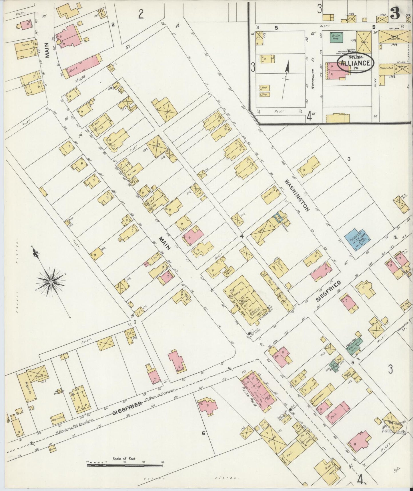 Sanborn Fire Insurance Map from Alliance, Northampton County, Pennsylvania (1904), Sheet #0003 - Historic Sanborn Fire Insurance Map Print, vintage old map wall art, antique decor, genealogy gift, Pennsylvania Pennsylvania map