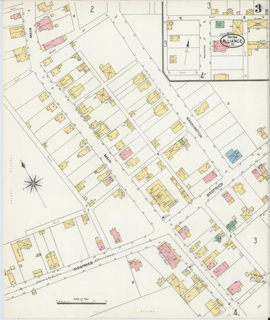 Sanborn Fire Insurance Map from Alliance, Northampton County, Pennsylvania (1904), Sheet #0003 - Historic Sanborn Fire Insurance Map Print, vintage old map wall art, antique decor, genealogy gift, Pennsylvania Pennsylvania map
