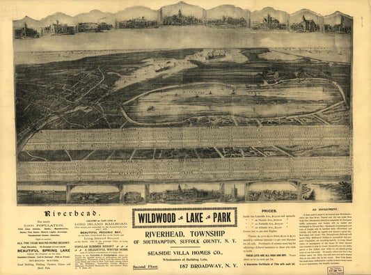 Wildwood Lake Park, Riverhead, Township of Southhampton, Suffolk County, N.Y. (1903) – Historic Bird’s-Eye View Panorama Print