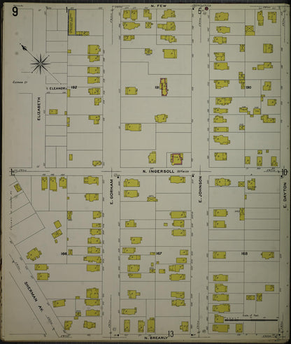 Sanborn Fire Insurance Map from Madison, Dane County, Wisconsin (1908), Sheet #0009 - Historic Sanborn Fire Insurance Map Print, vintage old map wall art, antique decor, genealogy gift, Wisconsin Wisconsin map