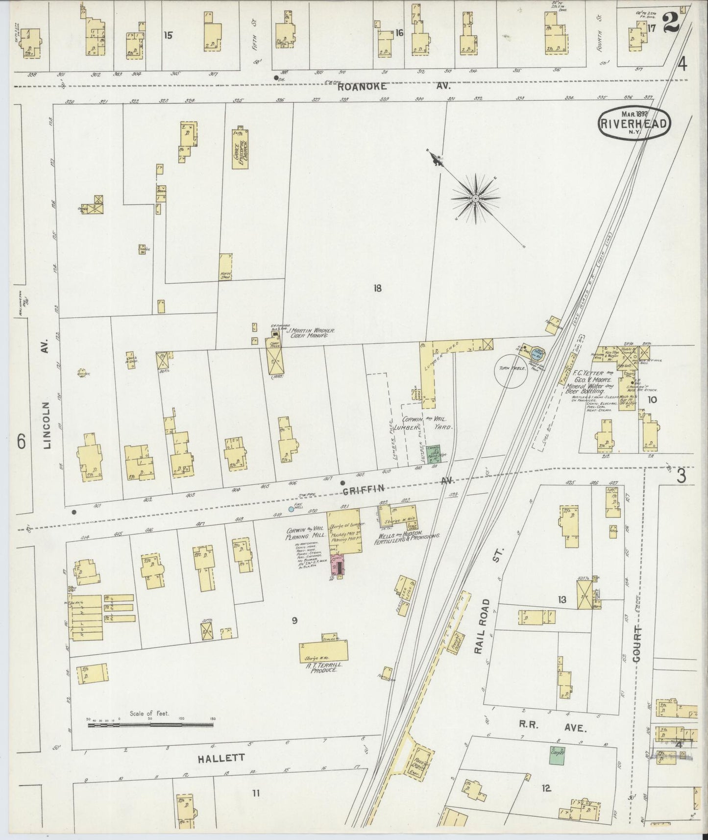 Sanborn Fire Insurance Map from Riverhead, Suffolk County, New York (1897), Sheet #0002 - Complete Map Set gallery image, historic Sanborn map, vintage wall art, New York New York