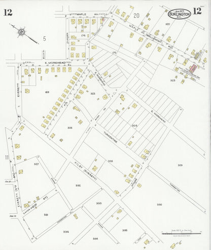 Sanborn Fire Insurance Map from Burlington, Alamance County, North Carolina (1929), Sheet #0012 - Complete Map Set gallery image, historic Sanborn map, vintage wall art, North Carolina North Carolina