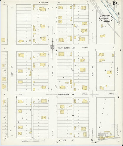 Sanborn Fire Insurance Map from Arkansas City, Cowley County, Kansas (1912), Sheet #0019 - Complete Map Set gallery image, historic Sanborn map, vintage wall art, Arkansas Arkansas