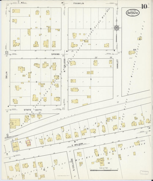 Sanborn Fire Insurance Map from Batavia, Kane County, Illinois (1916), Sheet #0010 - Historic Sanborn Fire Insurance Map Print, vintage old map wall art, antique decor, genealogy gift, Illinois Illinois map
