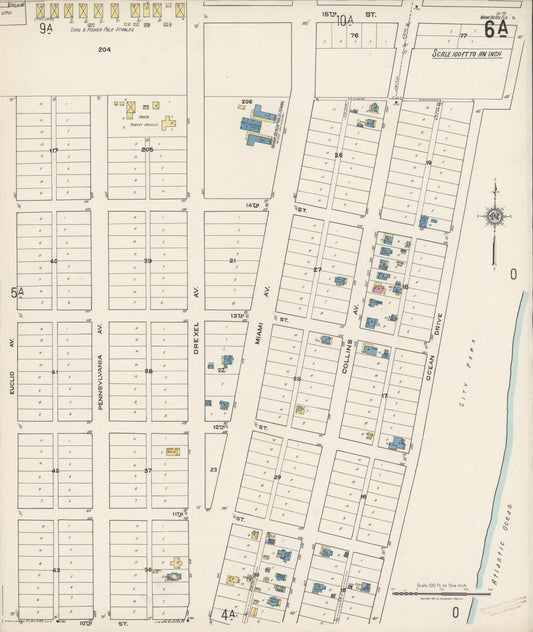 Sanborn Fire Insurance Map from Miami Beach, Dade County, Florida (1921), Sheet #0006 - Historic Sanborn Fire Insurance Map Print, vintage old map wall art, antique decor, genealogy gift, Florida Florida map