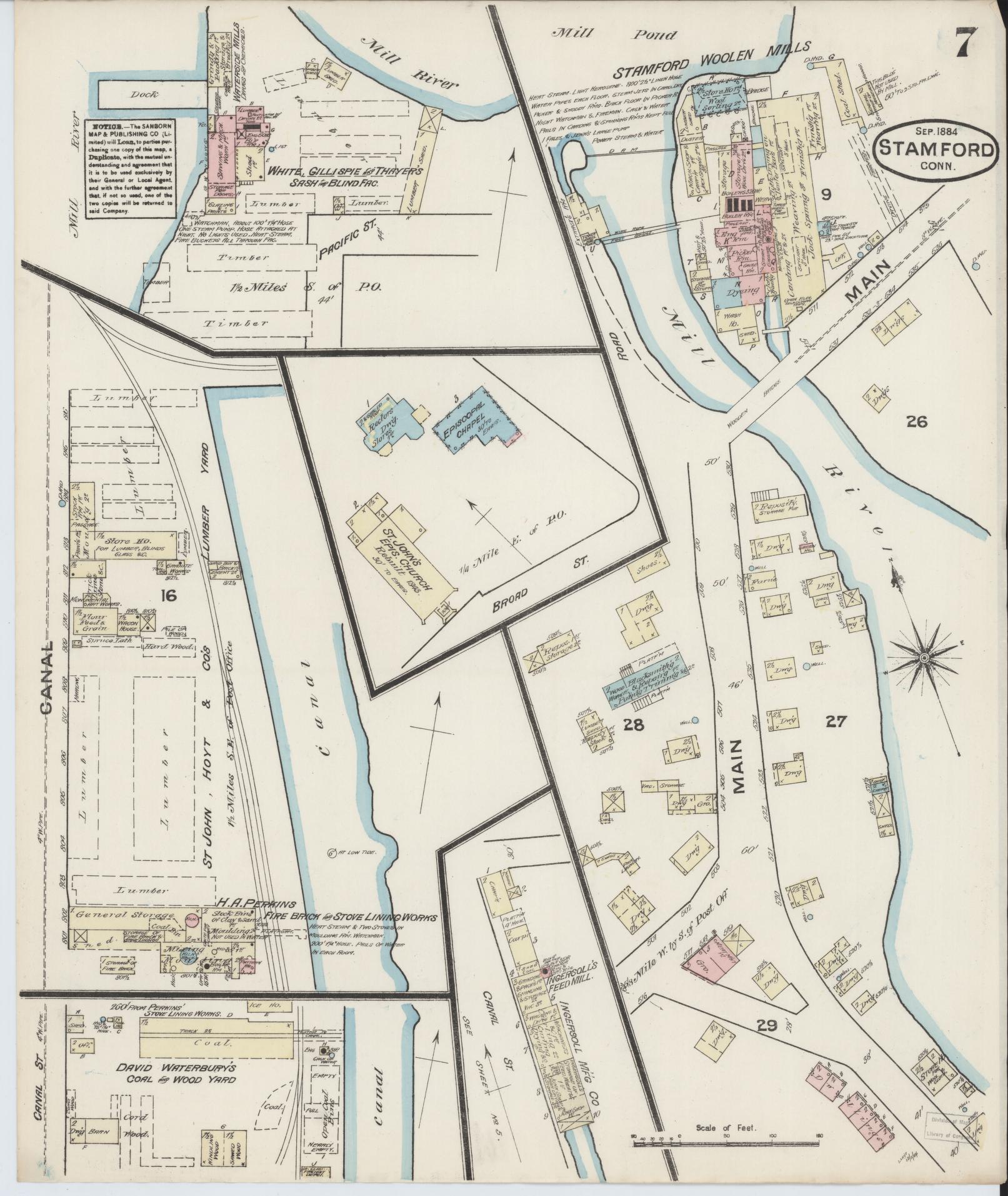 Sanborn Fire Insurance Map from Stamford, Fairfield County, Connecticut (1884), Sheet #0007 - Complete Map Set gallery image, historic Sanborn map, vintage wall art, Connecticut Connecticut