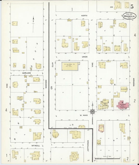Sanborn Fire Insurance Map from Magnolia, Columbia County, Arkansas (1912), Sheet #0005 - Historic Sanborn Fire Insurance Map Print, vintage old map wall art, antique decor, genealogy gift, Arkansas Arkansas map