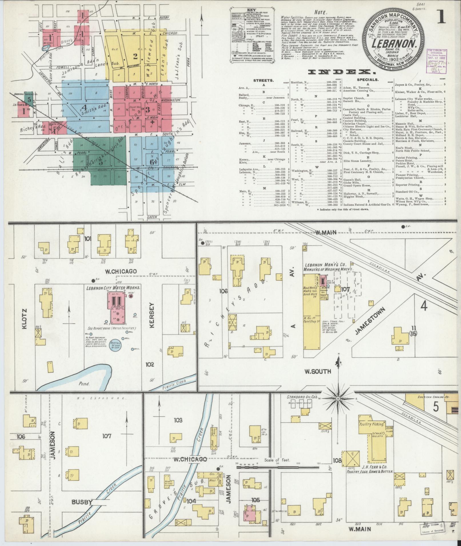 Sanborn Fire Insurance Map from Lebanon, Boone County, Indiana. (1902) – Historic Sanborn Fire Insurance Map Print