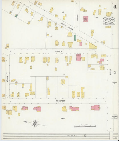 Sanborn Fire Insurance Map from Fort Plain, Montgomery County, New York (1906), Sheet #0004 - Historic Sanborn Fire Insurance Map Print, vintage old map wall art, antique decor, genealogy gift, New York New York map