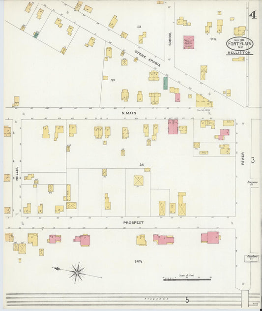 Sanborn Fire Insurance Map from Fort Plain, Montgomery County, New York (1906), Sheet #0004 - Historic Sanborn Fire Insurance Map Print, vintage old map wall art, antique decor, genealogy gift, New York New York map