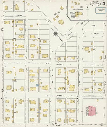 Sanborn Fire Insurance Map from Ritzville, Adams County, Washington (1922), Sheet #0013 - Complete Map Set gallery image, historic Sanborn map, vintage wall art, Washington Washington