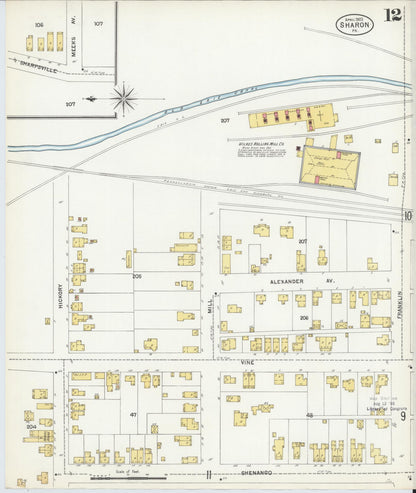 Sanborn Fire Insurance Map from Sharon, Mercer County, Pennsylvania (1903), Sheet #0012 - Historic Sanborn Fire Insurance Map Print, vintage old map wall art, antique decor, genealogy gift, Pennsylvania Pennsylvania map