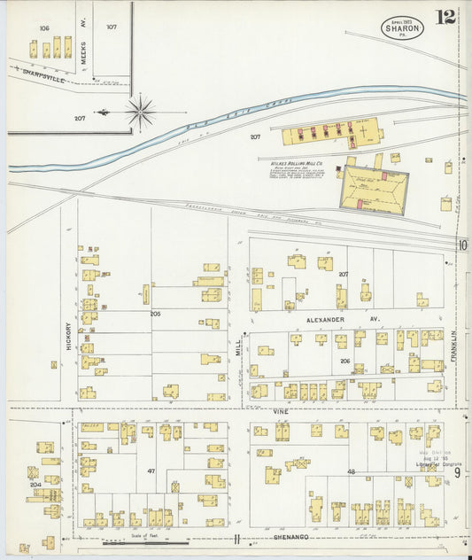 Sanborn Fire Insurance Map from Sharon, Mercer County, Pennsylvania (1903), Sheet #0012 - Historic Sanborn Fire Insurance Map Print, vintage old map wall art, antique decor, genealogy gift, Pennsylvania Pennsylvania map