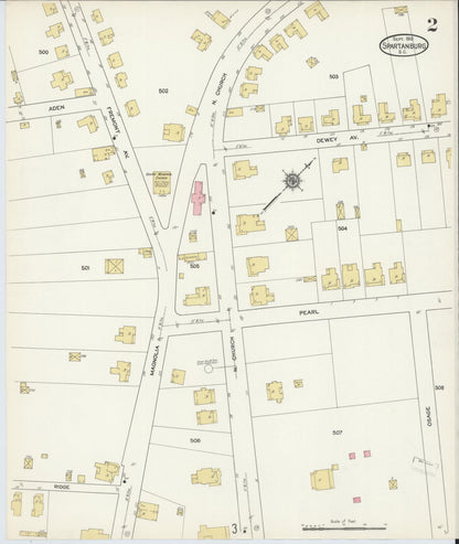 Sanborn Fire Insurance Map from Spartanburg, Spartanburg County, South Carolina (1912), Sheet #0002 - Complete Map Set gallery image, historic Sanborn map, vintage wall art, South Carolina South Carolina