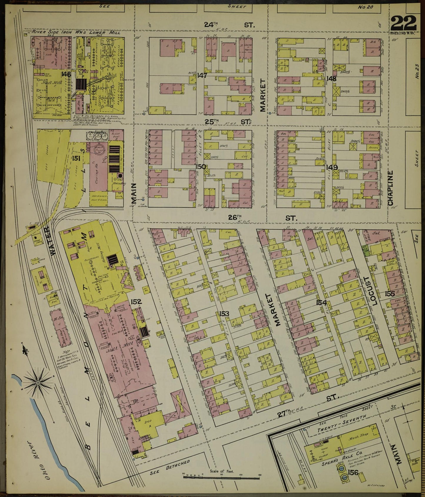 Sanborn Fire Insurance Map from Wheeling, Ohio County, West Virginia (1890), Sheet #0022 - Complete Map Set gallery image, historic Sanborn map, vintage wall art, West Virginia West Virginia