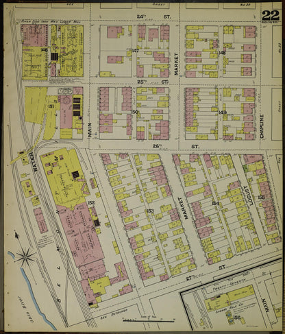 Sanborn Fire Insurance Map from Wheeling, Ohio County, West Virginia (1890), Sheet #0022 - Complete Map Set gallery image, historic Sanborn map, vintage wall art, West Virginia West Virginia
