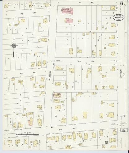 Sanborn Fire Insurance Map from Antigo, Langlade County, Wisconsin (1909), Sheet #0006 - Complete Map Set gallery image, historic Sanborn map, vintage wall art, Wisconsin Wisconsin