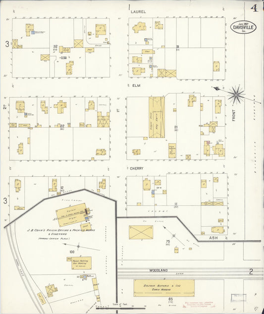 Sanborn Fire Insurance Map from Davis, Yolo County, California (1907), Sheet #0004 - Historic Sanborn Fire Insurance Map Print, vintage old map wall art, antique decor, genealogy gift, California California map