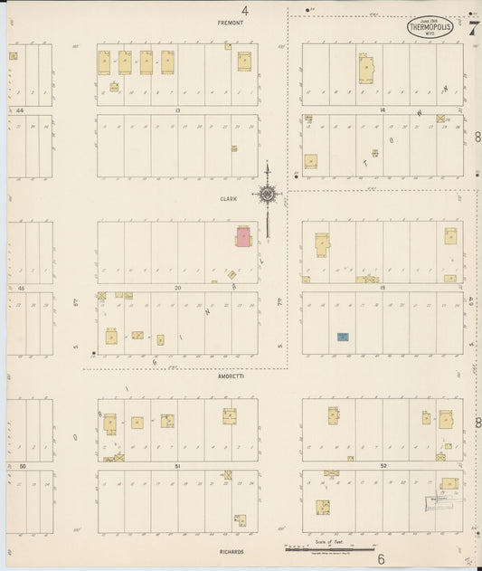 Sanborn Fire Insurance Map from Thermopolis, Hot Springs County, Wyoming (1918), Sheet #0007 - Historic Sanborn Fire Insurance Map Print, vintage old map wall art, antique decor, genealogy gift, Wyoming Wyoming map