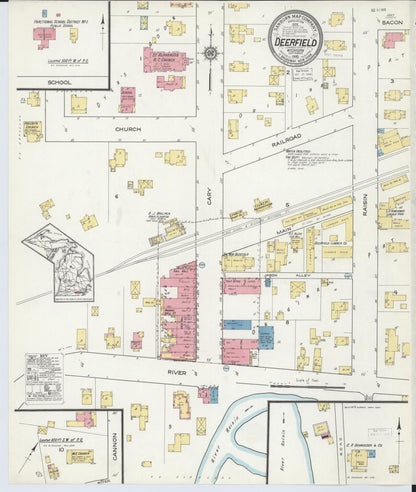 Sanborn Fire Insurance Map from Deerfield, Lenawee County, Michigan (1916), Sheet #0001 - Historic Sanborn Fire Insurance Map Print, vintage old map wall art, antique decor, genealogy gift, Michigan Michigan map