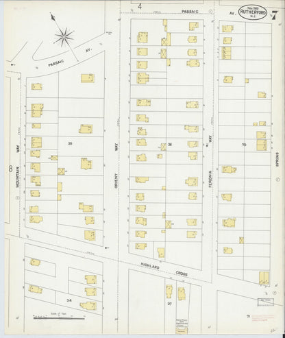 Sanborn Fire Insurance Map from Rutherford, Bergen County, New Jersey (1902), Sheet #0007 - Complete Map Set gallery image, historic Sanborn map, vintage wall art, New Jersey New Jersey