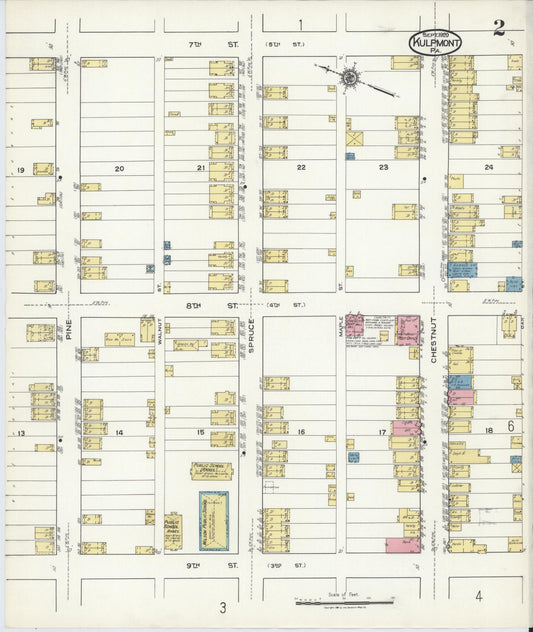Sanborn Fire Insurance Map from Kulpmont, Northumberland County, Pennsylvania (1920), Sheet #0002 - Historic Sanborn Fire Insurance Map Print, vintage old map wall art, antique decor, genealogy gift, Pennsylvania Pennsylvania map