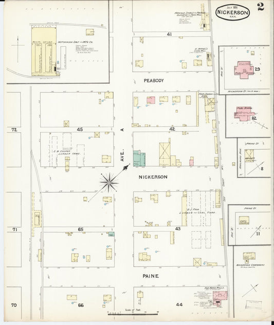 Sanborn Fire Insurance Map from Nickerson, Reno County, Kansas (1891), Sheet #0002 - Historic Sanborn Fire Insurance Map Print, vintage old map wall art, antique decor, genealogy gift, Kansas Kansas map