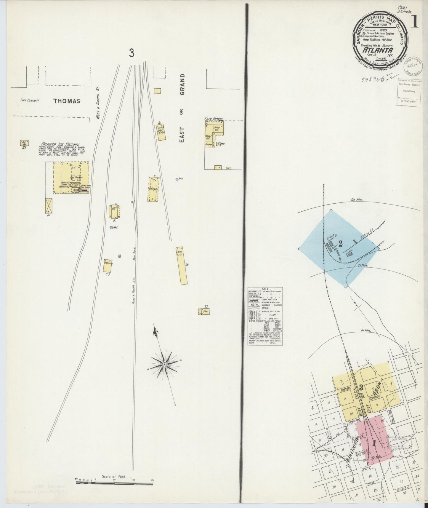 Sanborn Fire Insurance Map from Atlanta, Cass County, Texas. (1896) – Historic Sanborn Fire Insurance Map Print