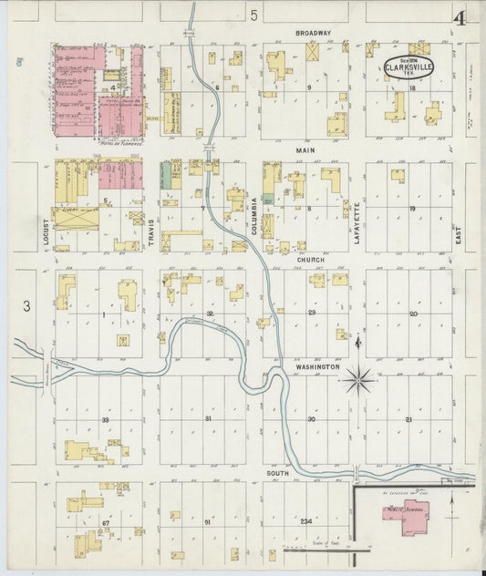 Sanborn Fire Insurance Map from Clarksville, Red River County, Texas (1896), Sheet #0004 - Historic Sanborn Fire Insurance Map Print, vintage old map wall art, antique decor, genealogy gift, Texas Texas map